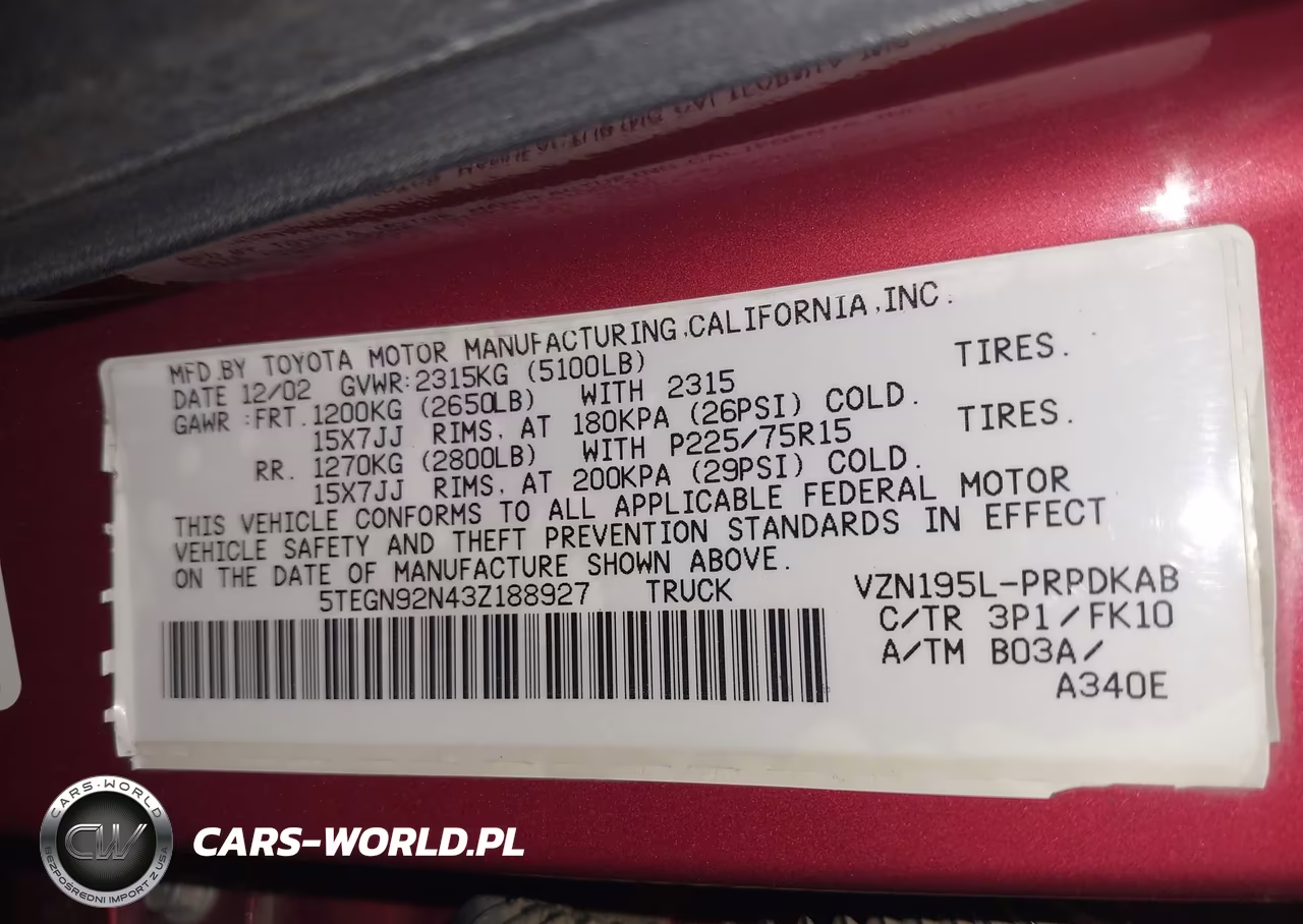 2003 Toyota Tacoma Prerunner V6 VIN:5TEGN92N43Z188927 - 9