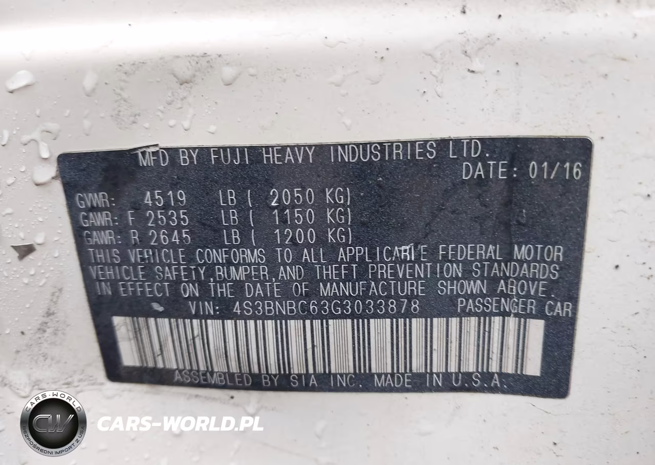 2016 Subaru Legacy 2.5I Premium VIN:4S3BNBC63G3033878 - 9