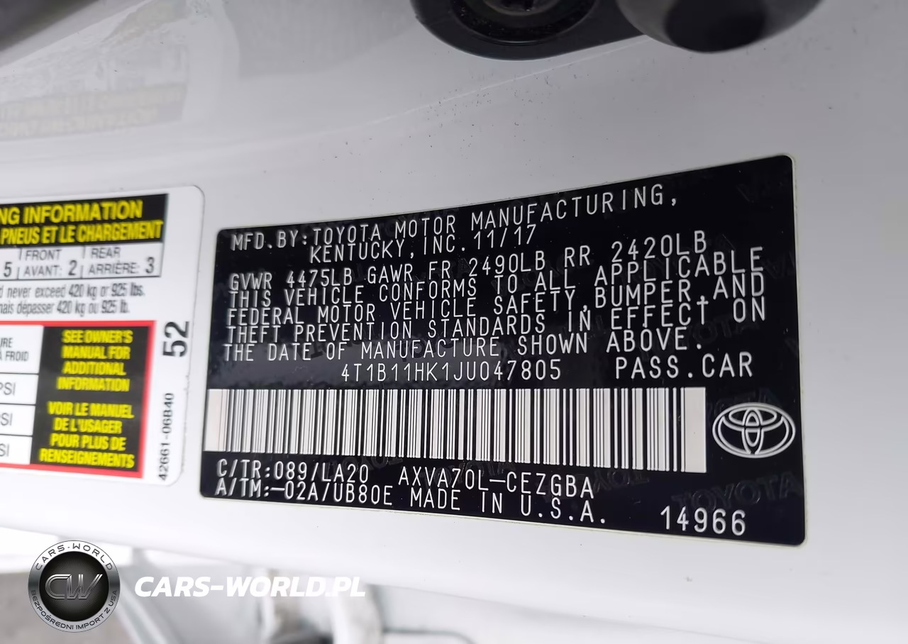 2018 Toyota Camry Xle VIN:4T1B11HK1JU047805 - 9