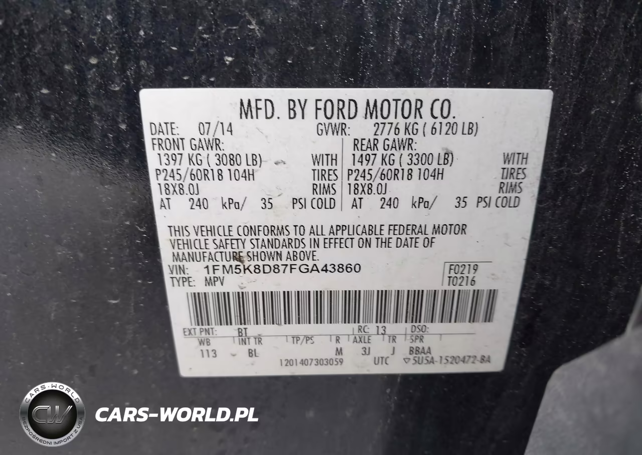 2015 Ford Explorer Xlt VIN:1FM5K8D87FGA43860 - 9