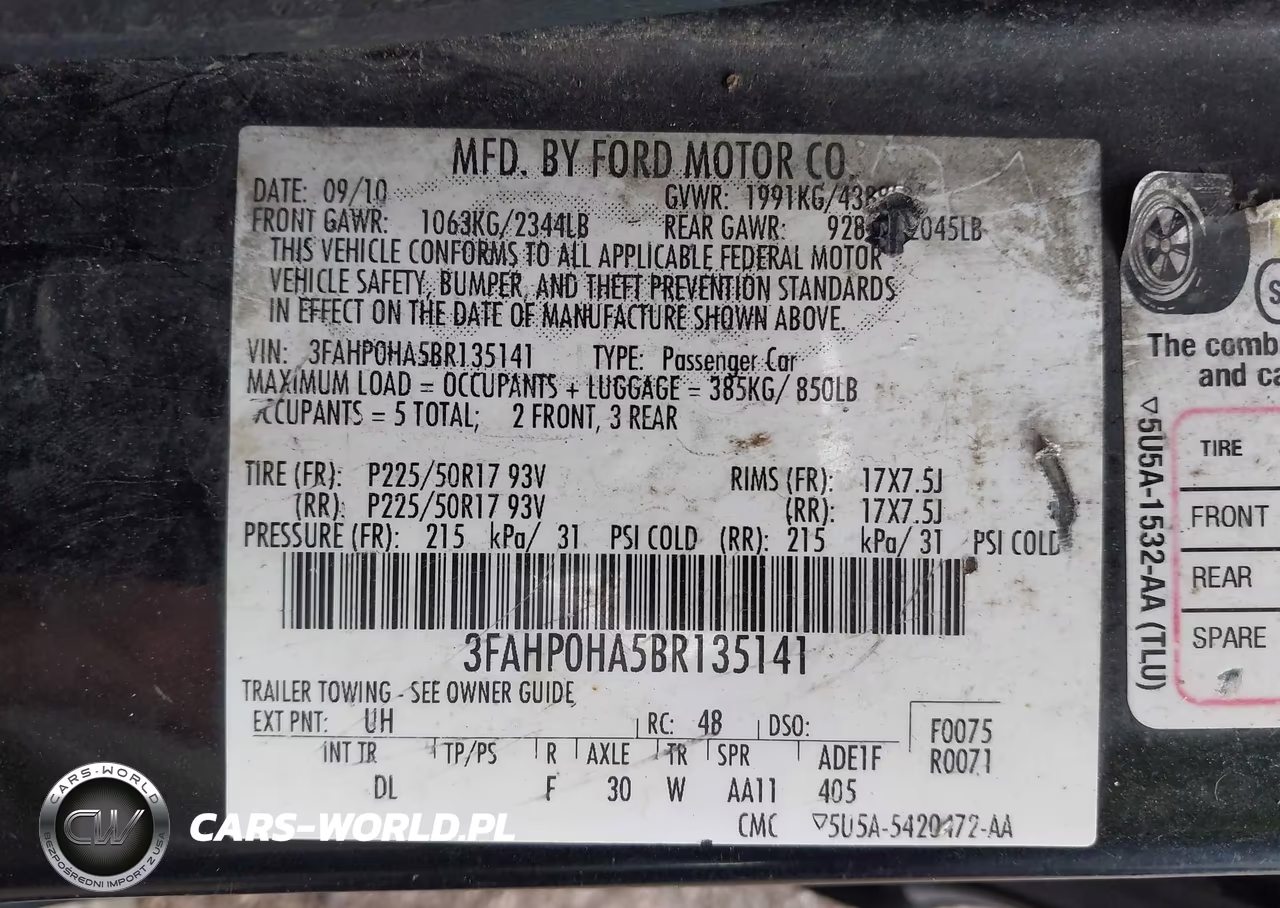 2011 Ford Fusion Se VIN:3FAHP0HA5BR135141 - 9