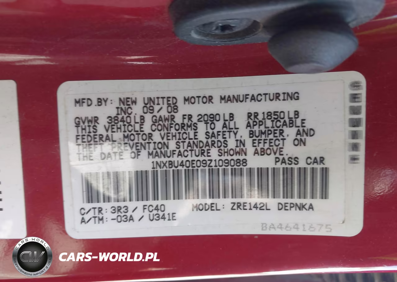 2009 Toyota Corolla Xle VIN:1NXBU40E09Z109088 - 9
