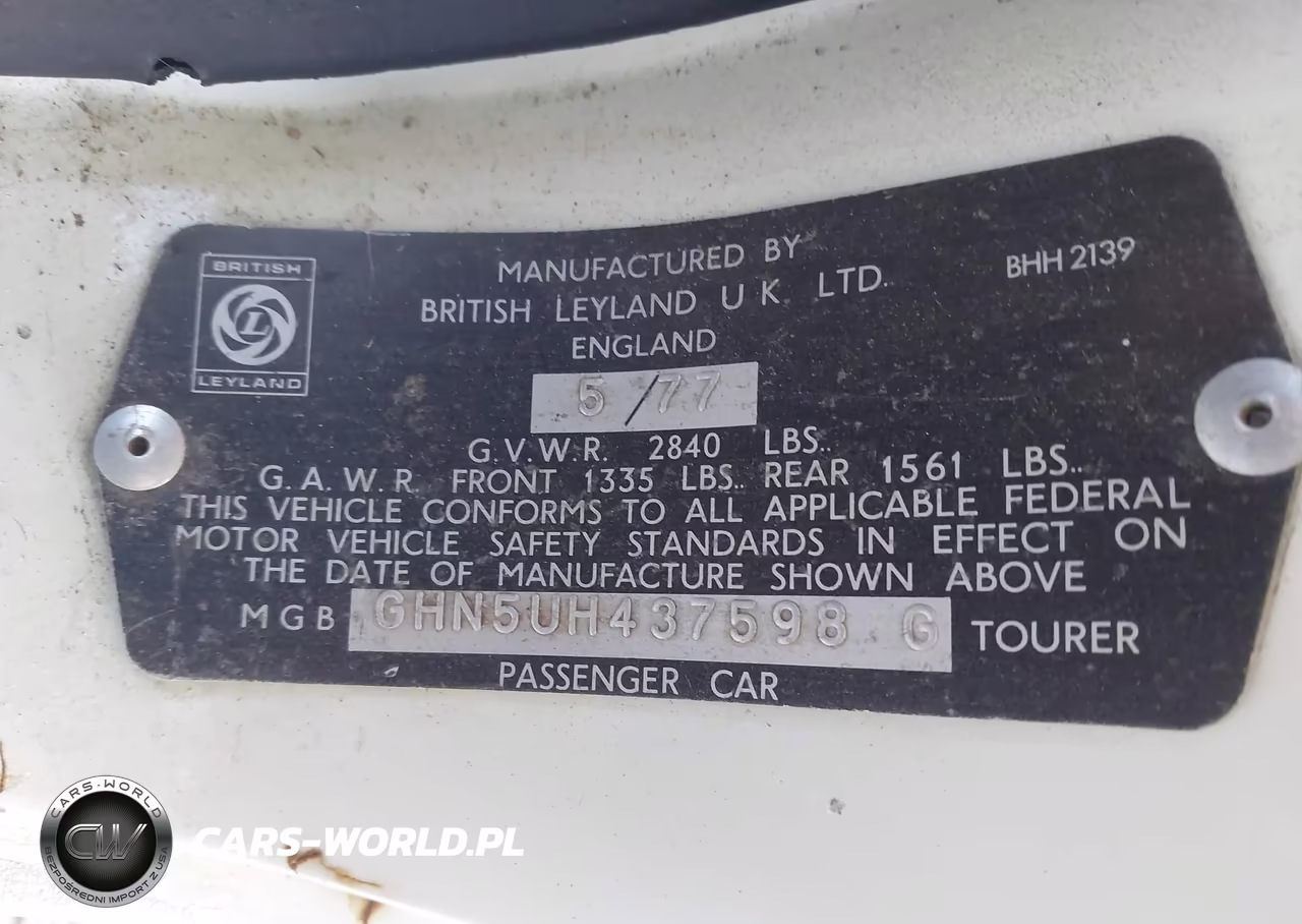 1977 Mgb Xxxx VIN:GHN5UH437598G - 9