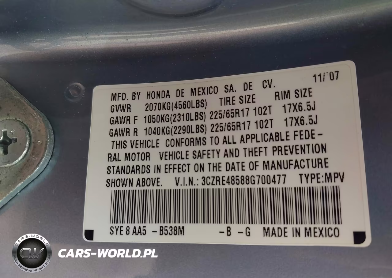 2008 Honda Cr-V Ex VIN:3CZRE48588G700477 - 9