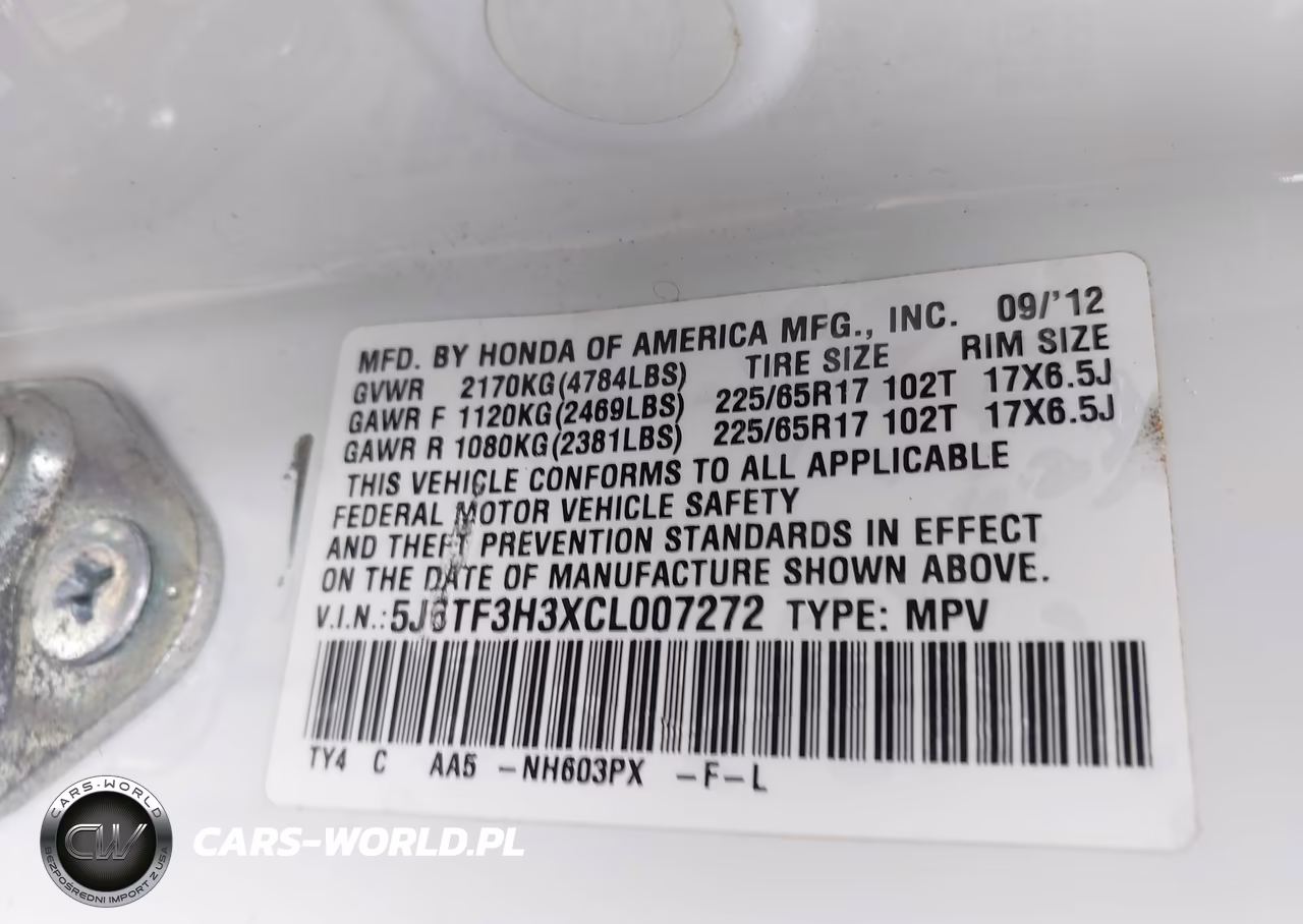 2012 Honda Crosstour 2.4 Ex VIN:5J6TF3H3XCL007272 - 9