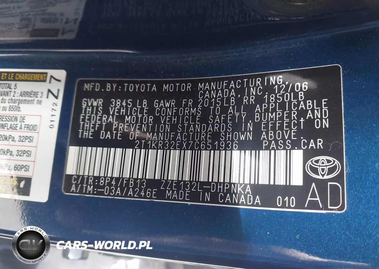 2007 Toyota Matrix Xr VIN:2T1KR32EX7C651936 - 9