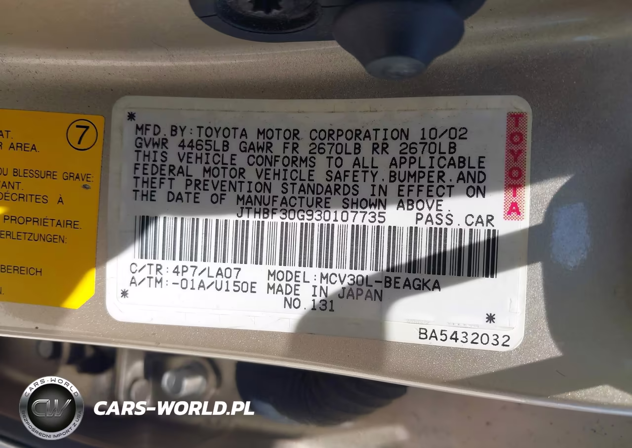 2003 Lexus Es 300 VIN:JTHBF30G930107735 - 9