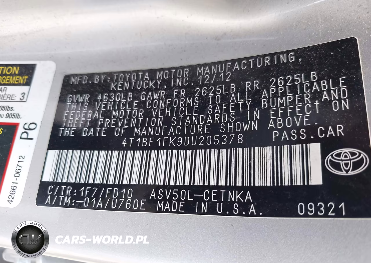 2013 Toyota Camry Le VIN:4T1BF1FK9DU205378 - 9