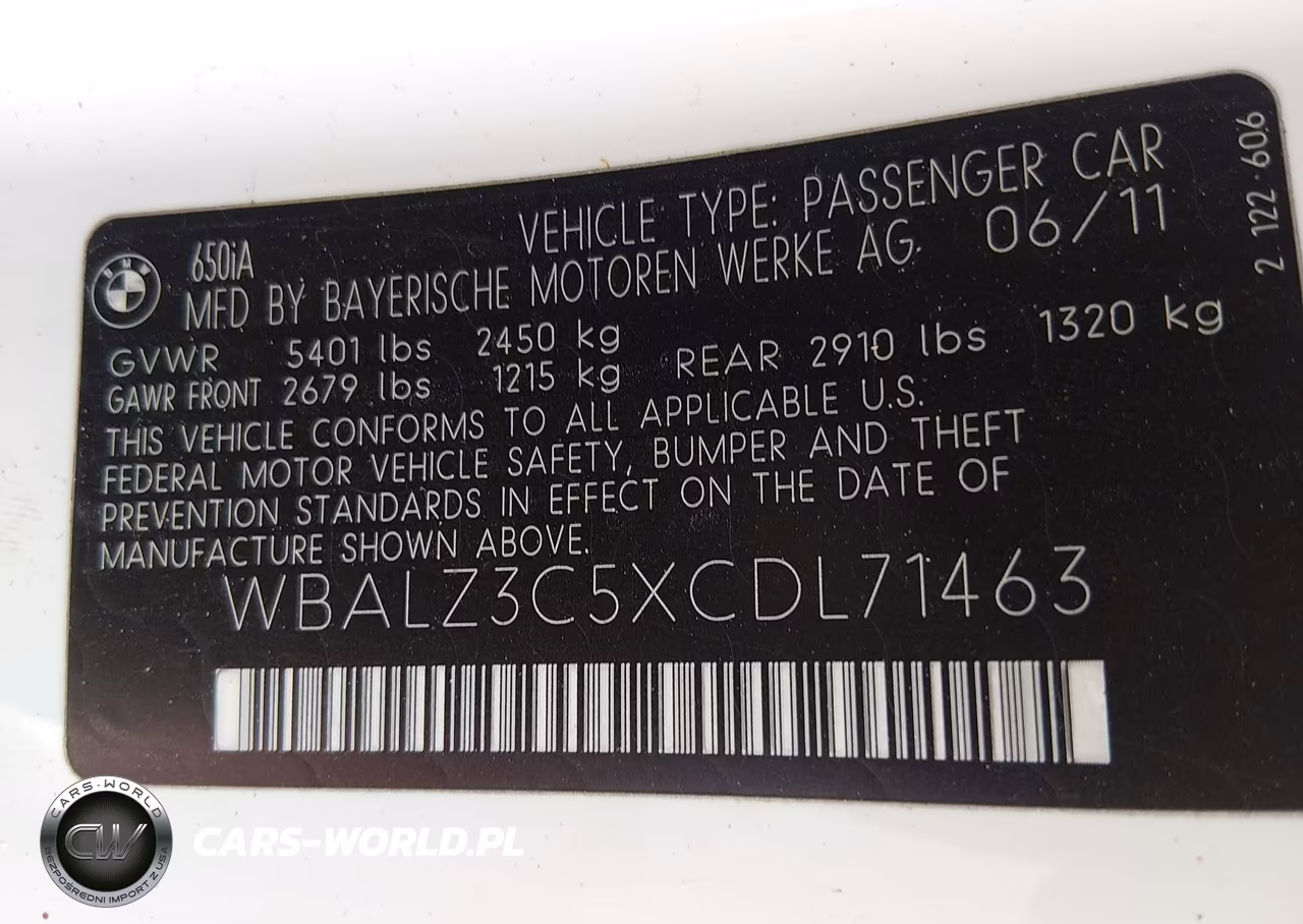 2012 BMW 650I VIN:WBALZ3C5XCDL71463 - 9
