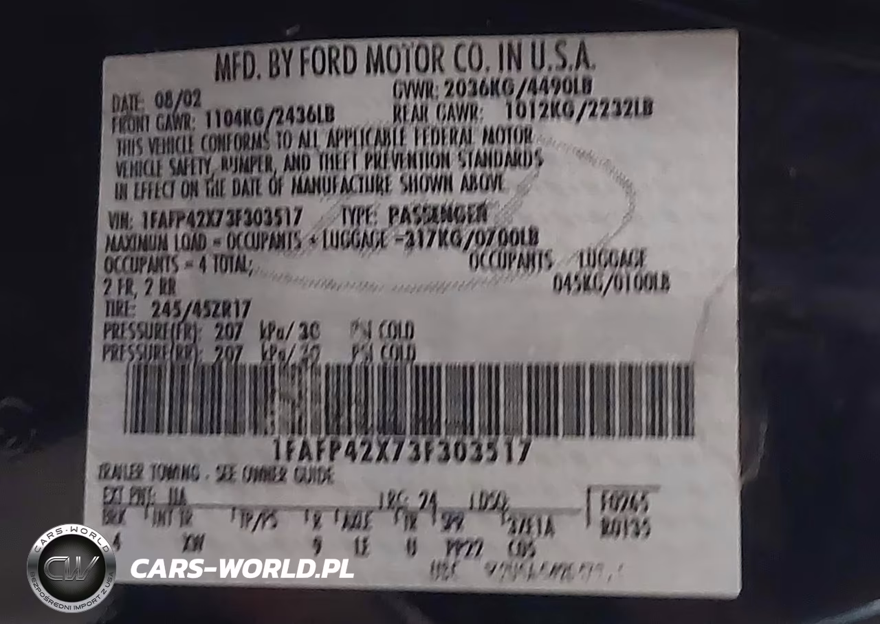 2003 Ford Mustang Gt VIN:1FAFP42X73F303517 - 9