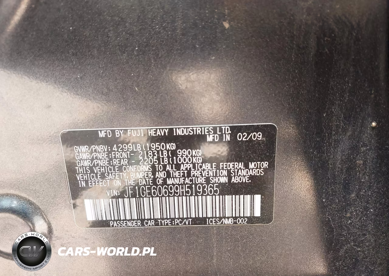 2009 Subaru Impreza 2.5I VIN:JF1GE60699H519365 - 9