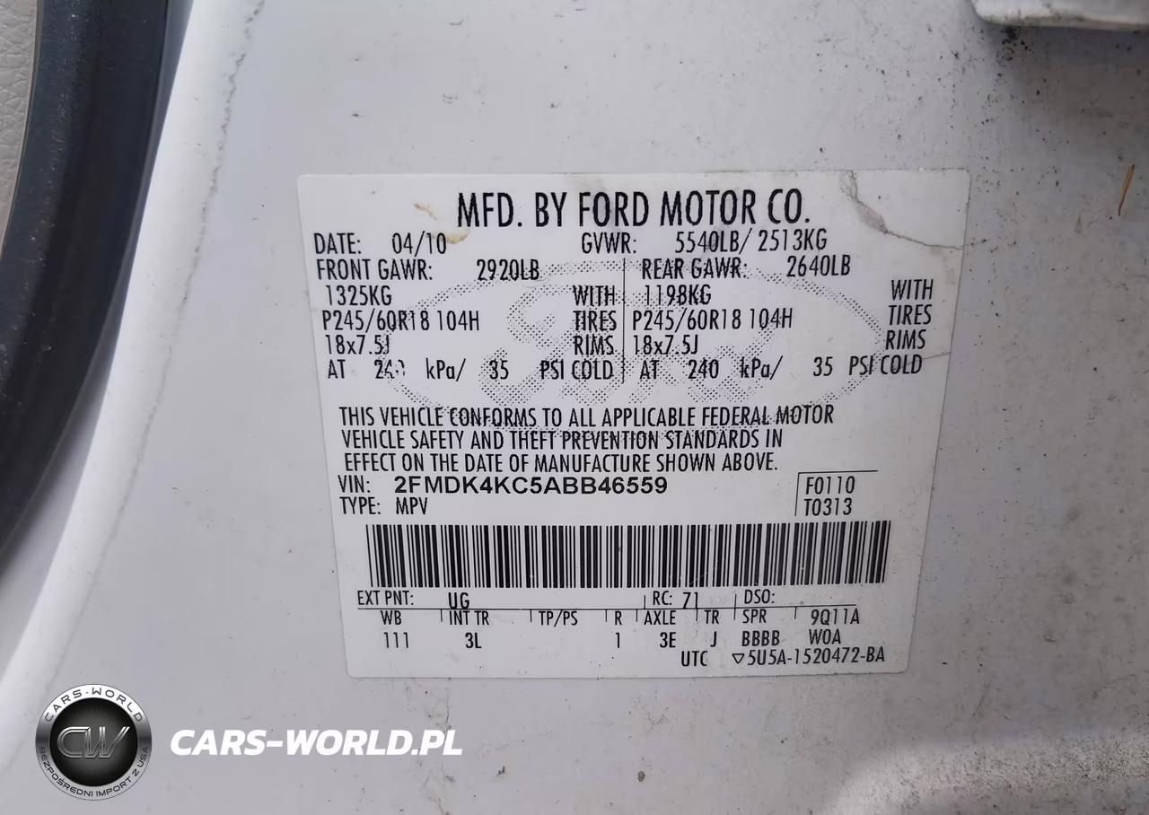 2010 Ford Edge Limited VIN:2FMDK4KC5ABB46559 - 9