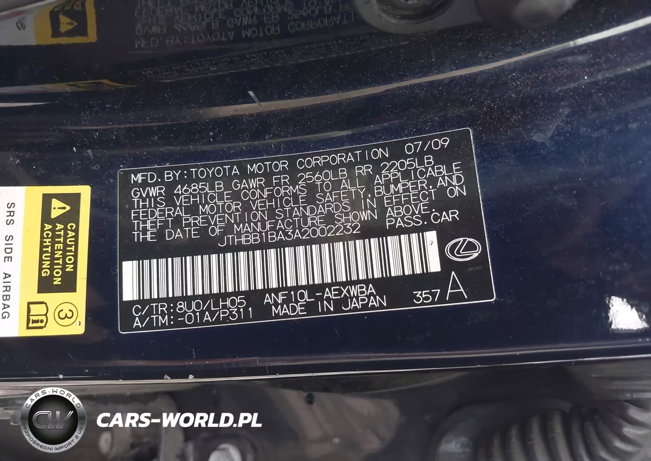 2010 Lexus Hs 250H Premium VIN:JTHBB1BA3A2002232 - 9