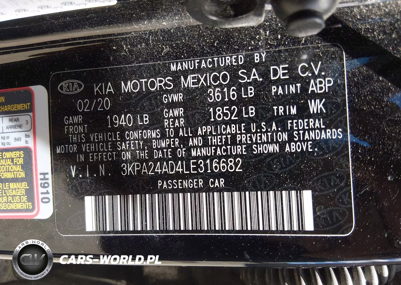 2020 Kia Rio Lx VIN:3KPA24AD4LE316682 - 9