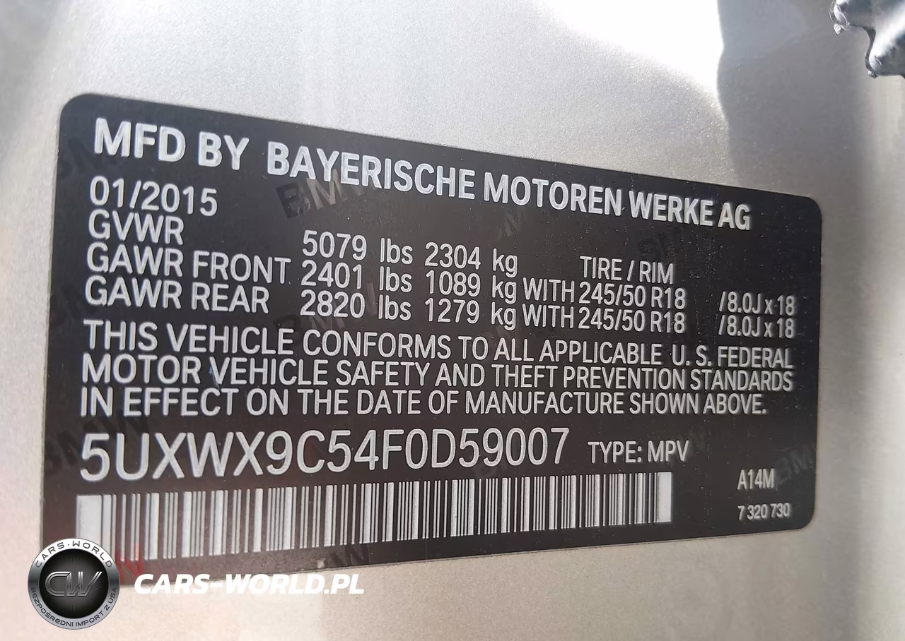 2015 BMW X3 xDrive28I VIN:5UXWX9C54F0D59007 - 9