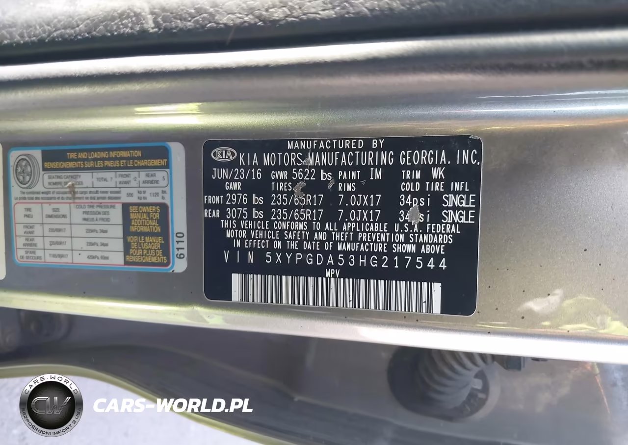 2017 Kia Sorento 3.3L Lx VIN:5XYPGDA53HG217544 - 9