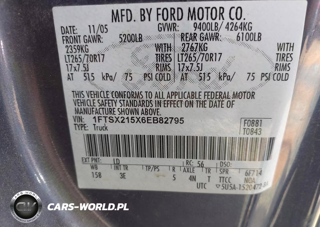 2006 Ford F-250 Lariat-Xl-Xlt VIN:1FTSX215X6EB82795 - 9