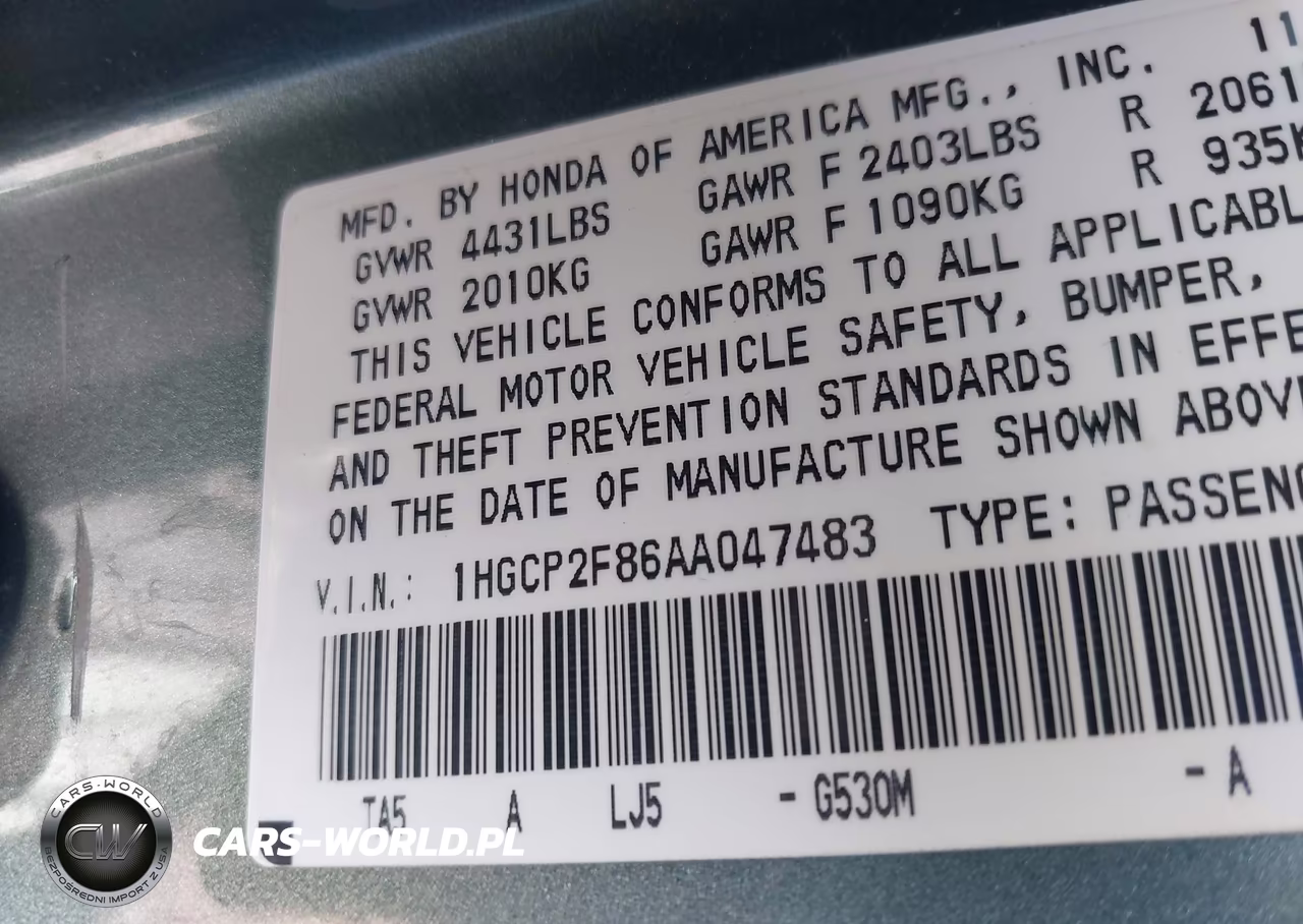 2010 Honda Accord 2.4 Ex-L VIN:1HGCP2F86AA047483 - 9