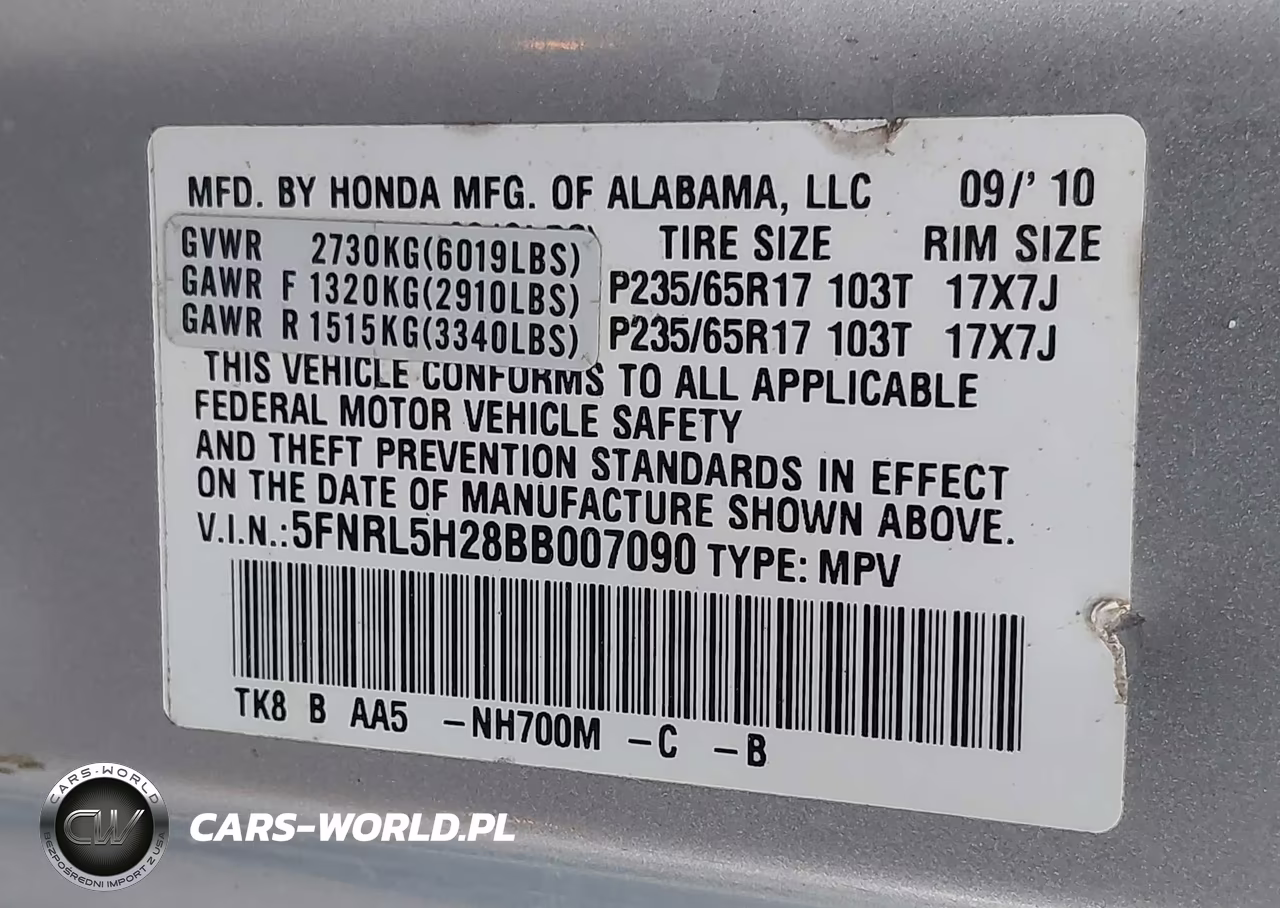 2011 Honda Odyssey Lx VIN:5FNRL5H28BB007090 - 9