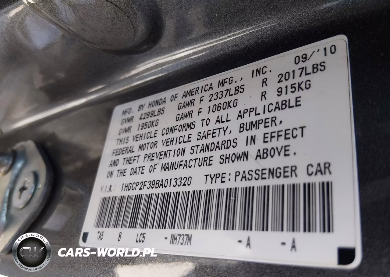 2011 Honda Accord 2.4 Lx VIN:1HGCP2F39BA013320 - 9