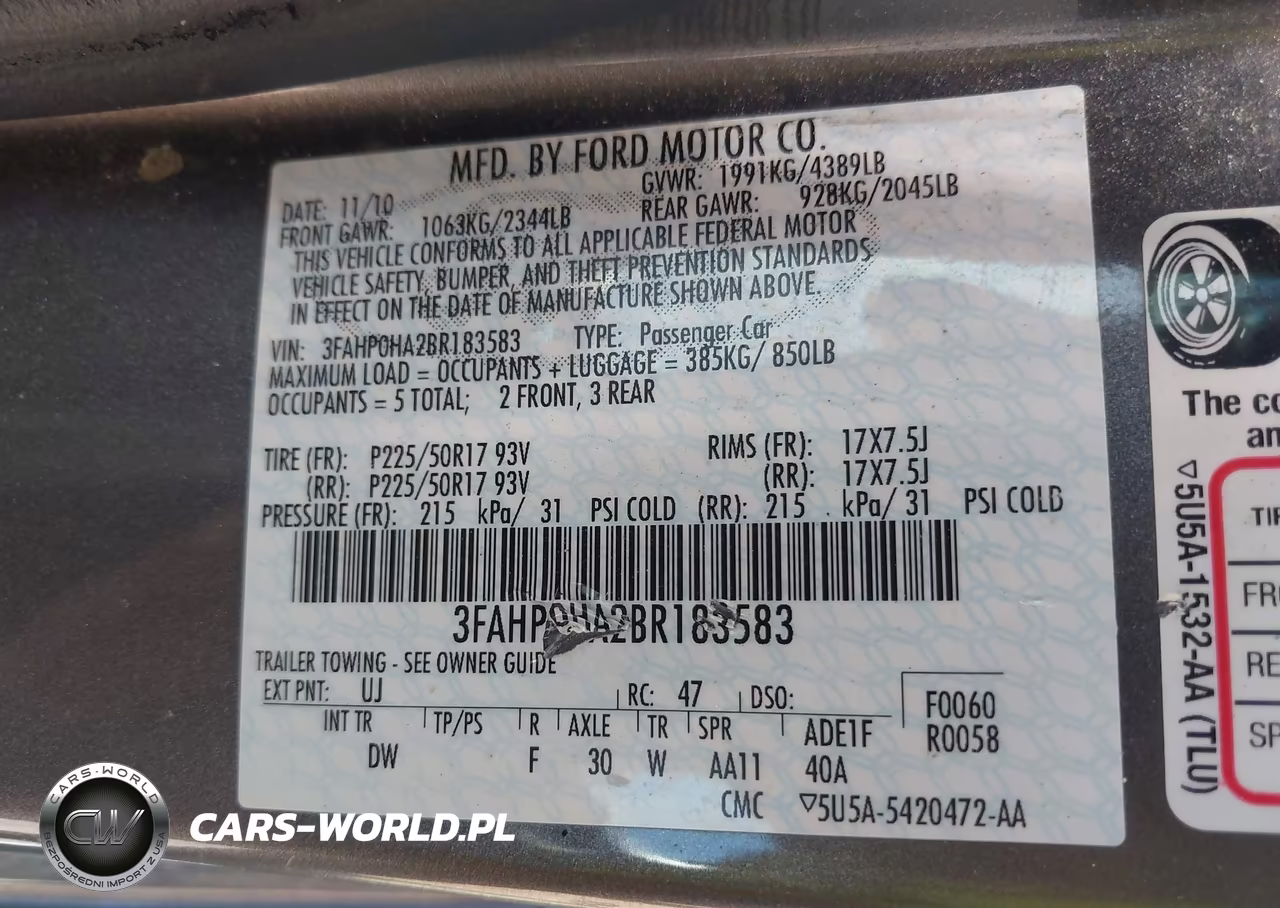 2011 Ford Fusion Se VIN:3FAHP0HA2BR183583 - 9