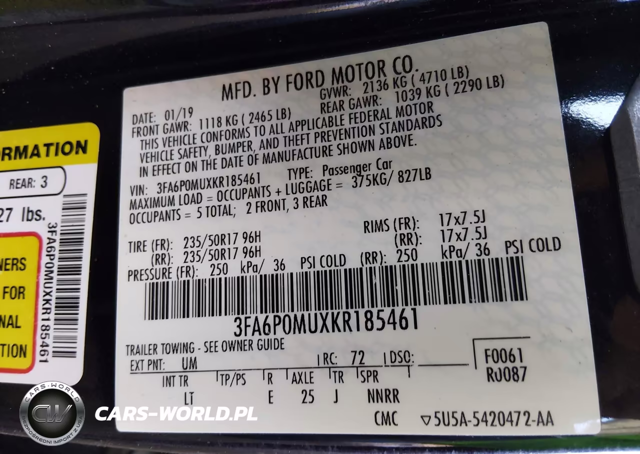 2019 Ford Fusion Hybrid Sel VIN:3FA6P0MUXKR185461 - 9
