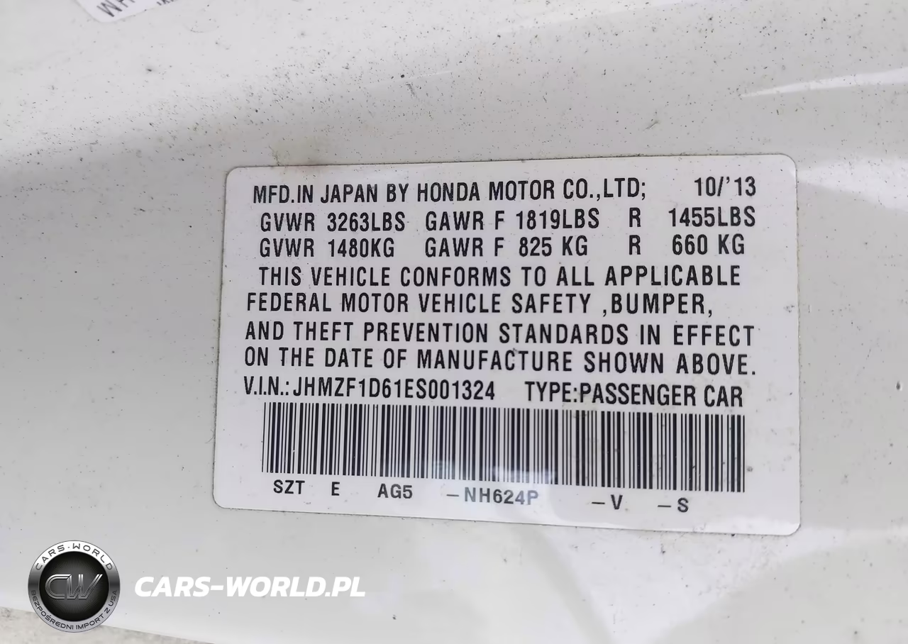 2014 Honda Cr-Z Ex VIN:JHMZF1D61ES001324 - 9