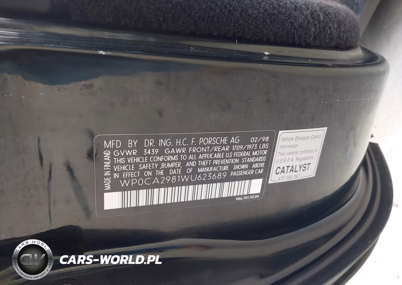 1998 Porsche Boxster VIN:WP0CA2981WU623689 - 9