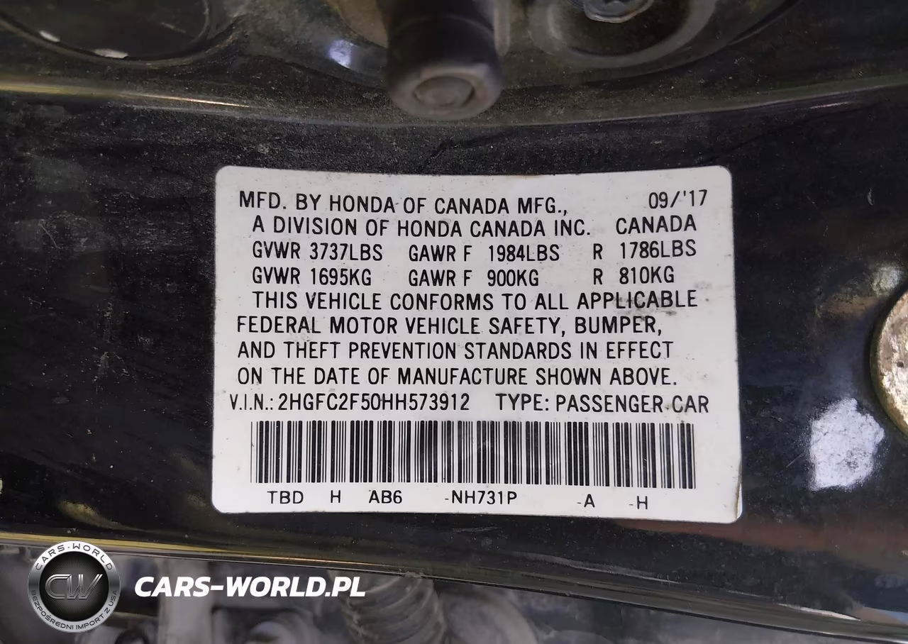 2017 Honda Civic Lx VIN:2HGFC2F50HH573912 - 9