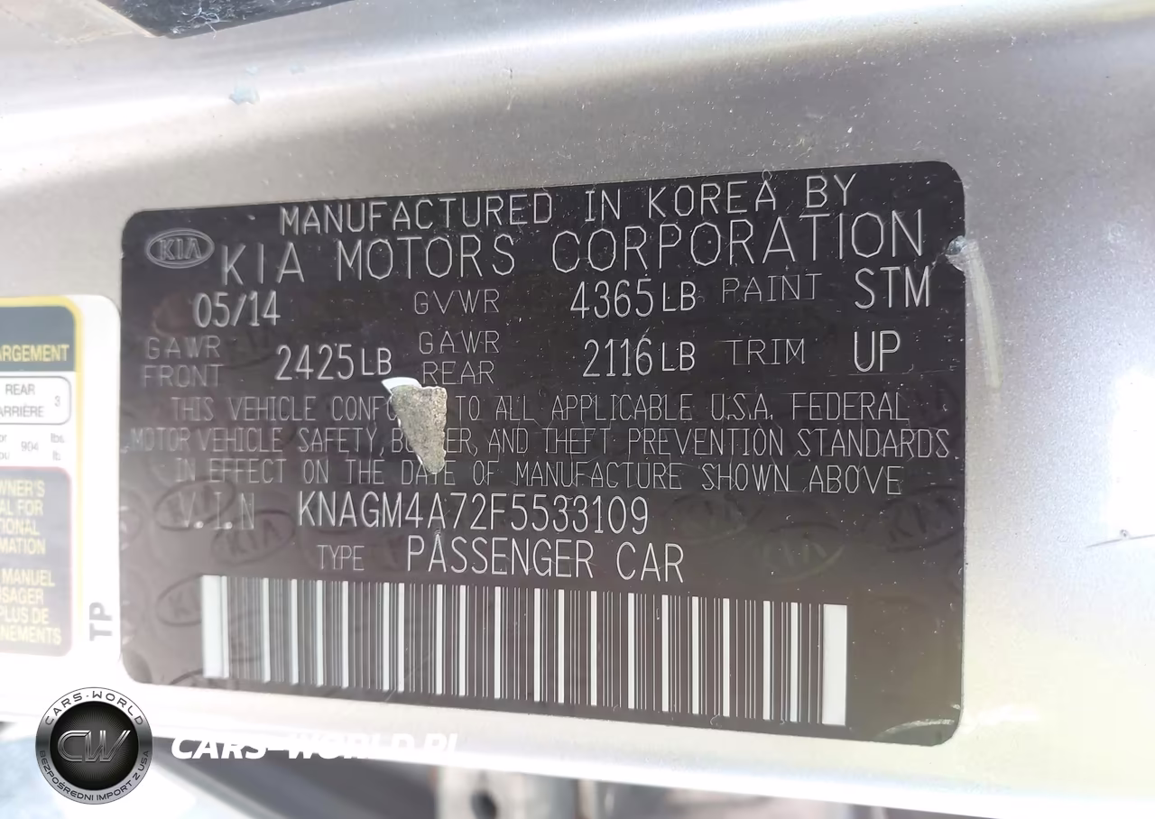 2015 Kia Optima Lx VIN:KNAGM4A72F5533109 - 9