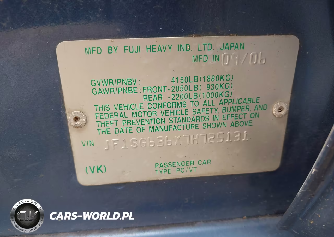 2007 Subaru Forester 2.5X VIN:JF1SG636X7H725131 - 9