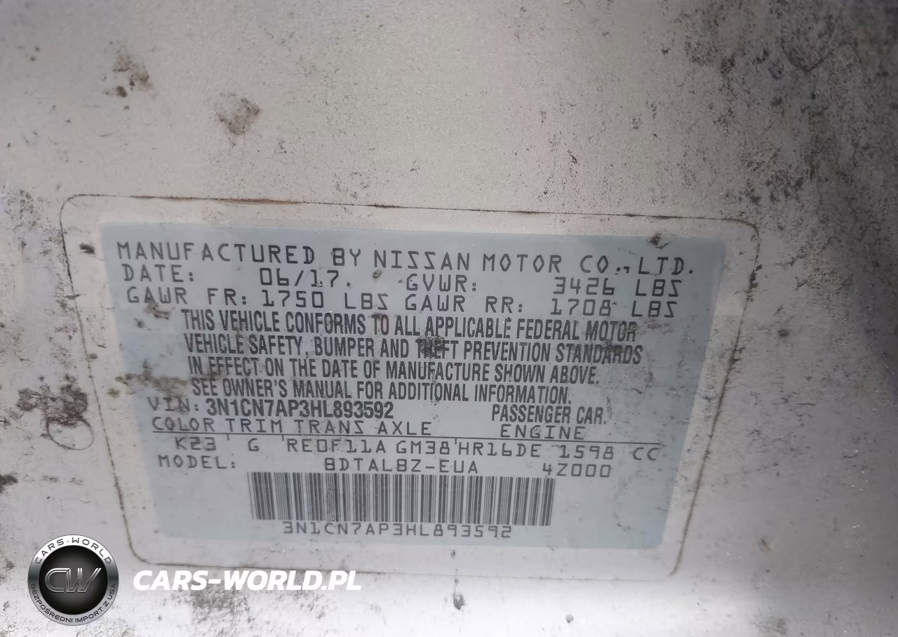 2017 Nissan Versa 1.6 Sv VIN:3N1CN7AP3HL893592 - 9
