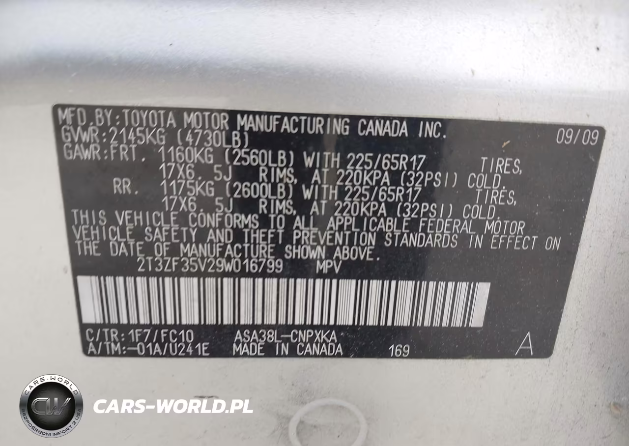 2009 Toyota Rav4 VIN:2T3ZF35V29W016799 - 9