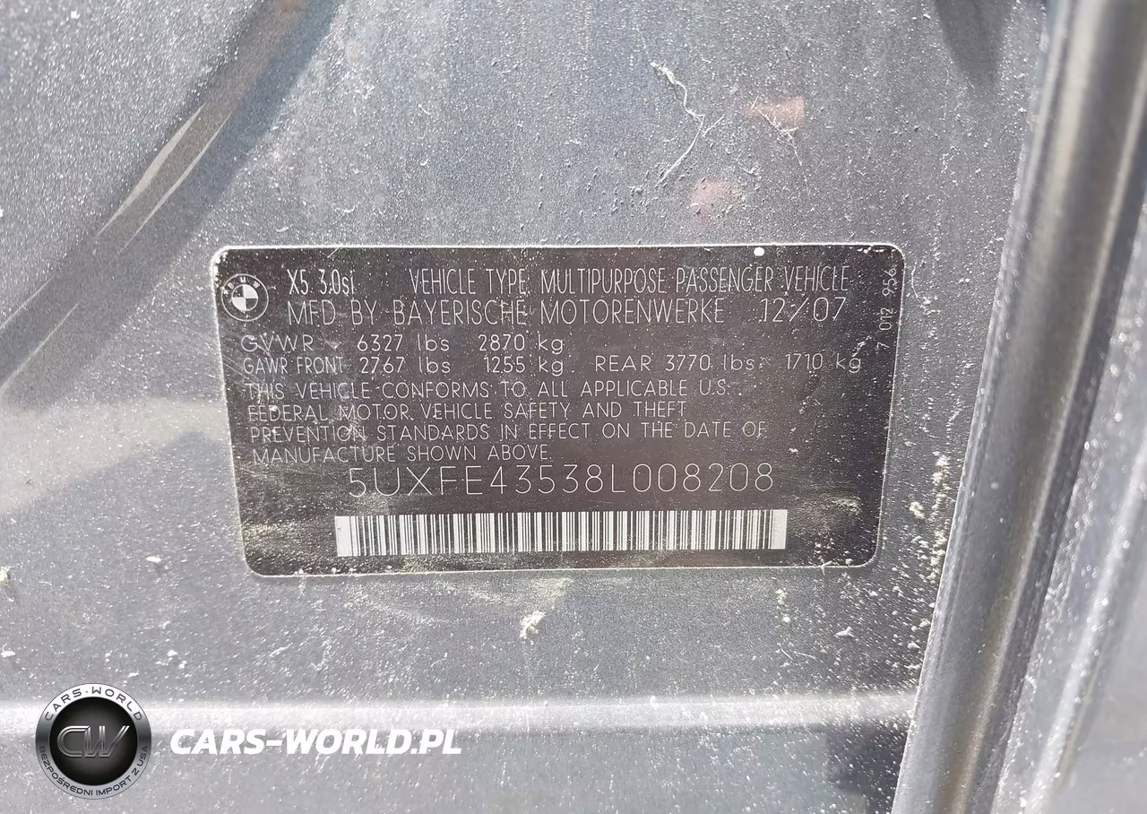 2008 BMW X5 3.0Si VIN:5UXFE43538L008208 - 9