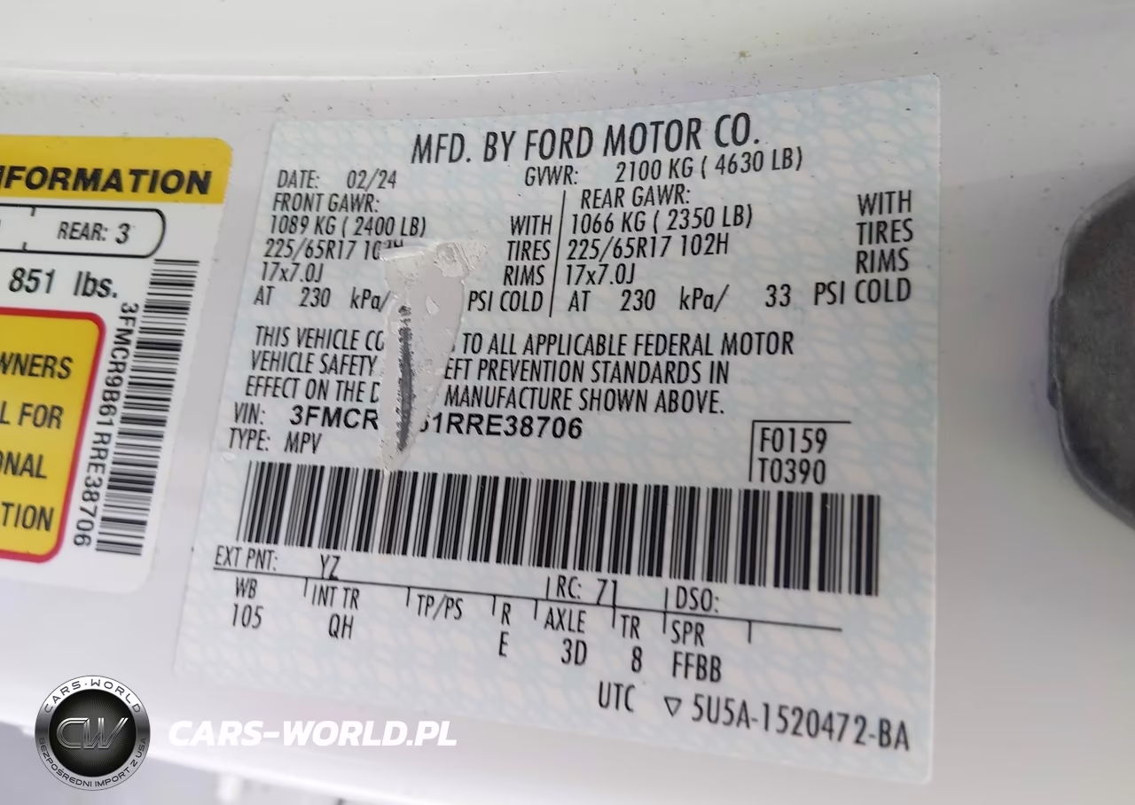 2024 Ford Bronco Sport Big Bend VIN:3FMCR9B61RRE38706 - 9