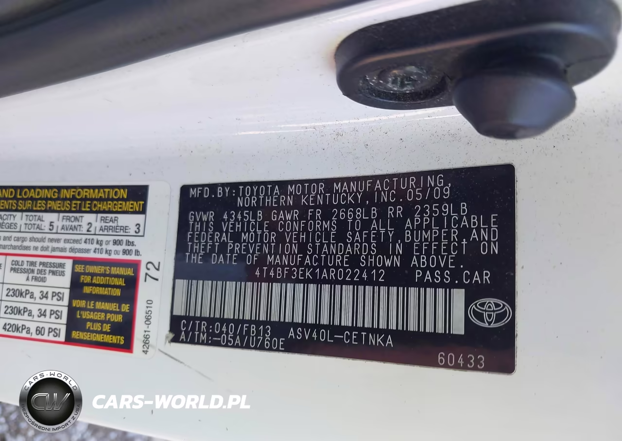 2010 Toyota Camry Le VIN:4T4BF3EK1AR022412 - 9