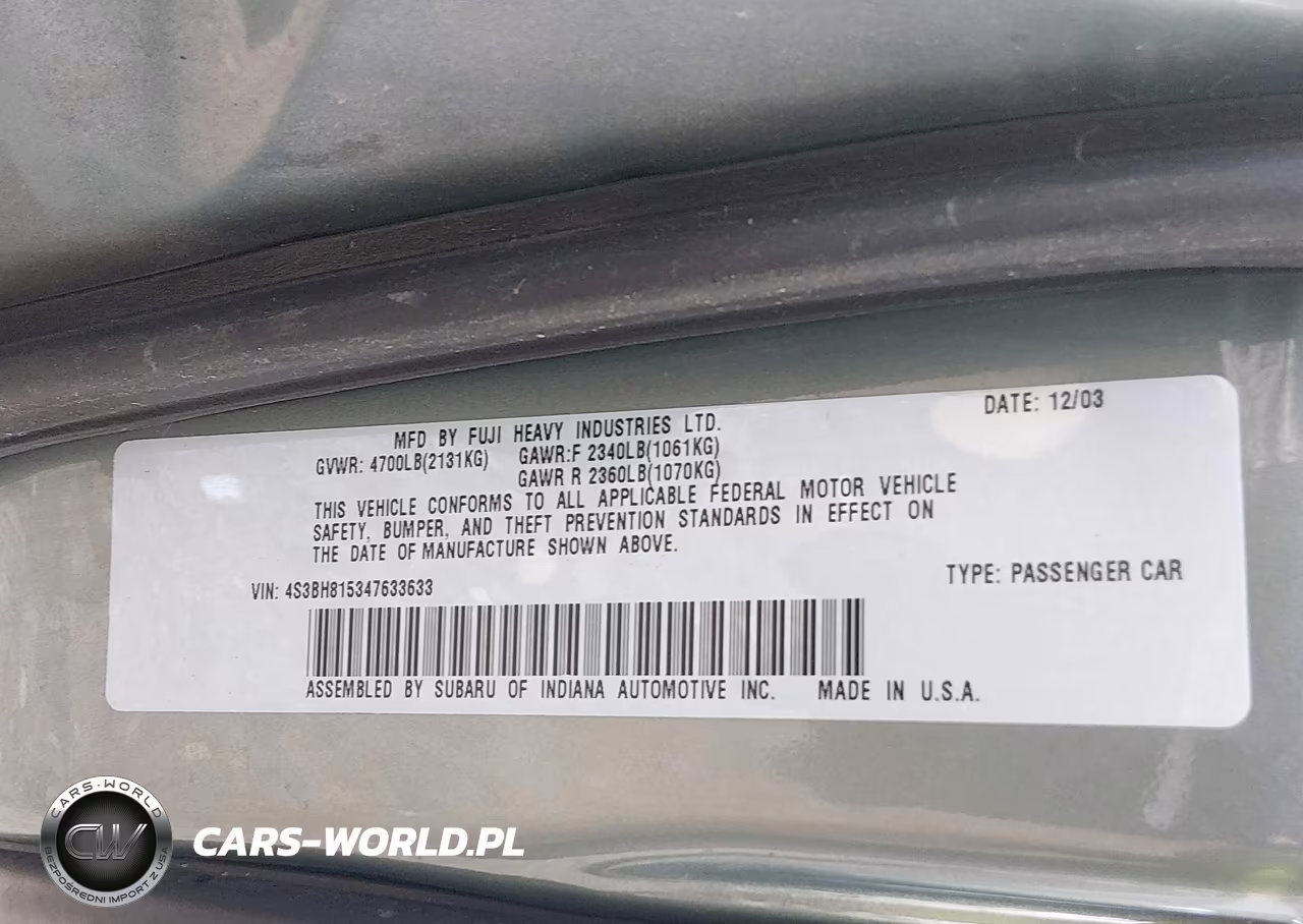 2004 Subaru Outback H6-3.0 W-35Th Anniversary Edition VIN:4S3BH815347633633 - 9