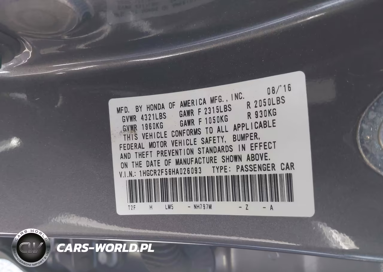 2017 Honda Accord Sport VIN:1HGCR2F56HA026093 - 9