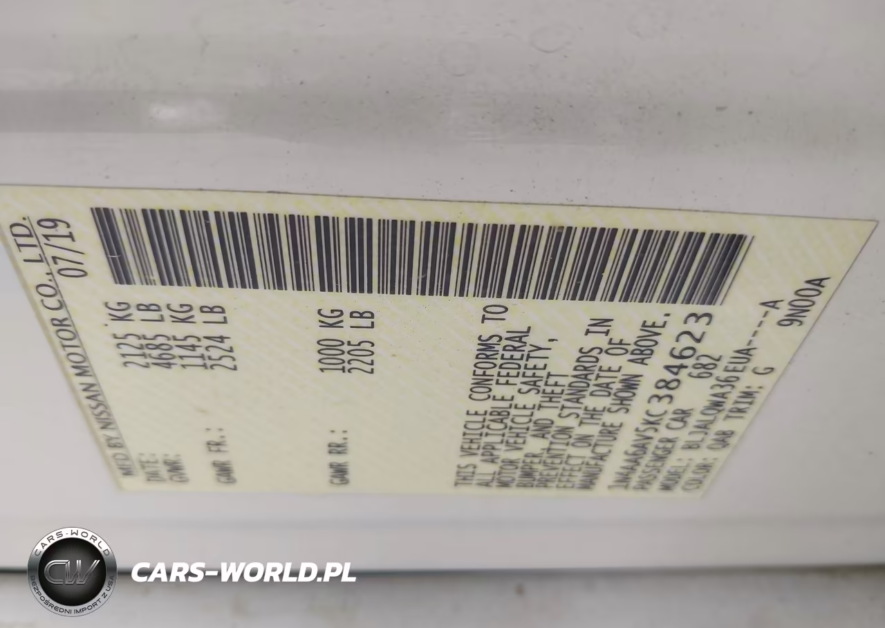 2019 Nissan Maxima 3.5 S VIN:1N4AA6AV5KC384623 - 9