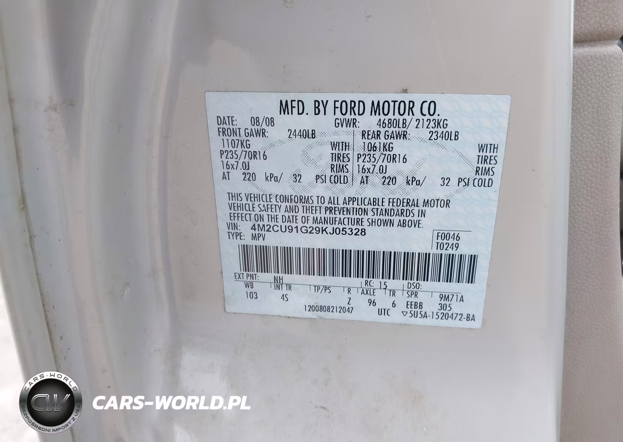 2009 Mercury Mariner V6 VIN:4M2CU91G29KJ05328 - 9