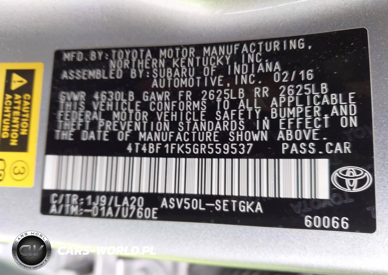2016 Toyota Camry Xle VIN:4T4BF1FK5GR559537 - 9