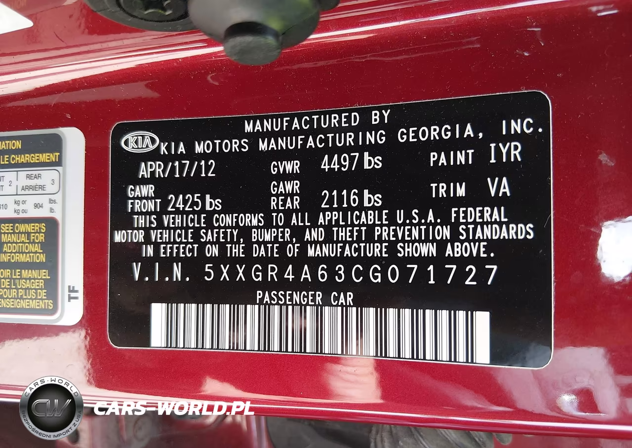 2012 Kia Optima Sx VIN:5XXGR4A63CG071727 - 9