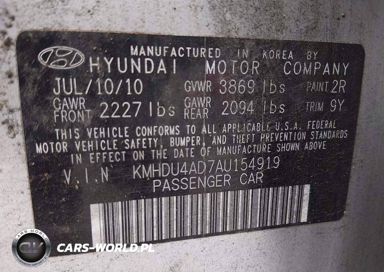 2010 Hyundai Elantra Gls VIN:KMHDU4AD7AU154919 - 9