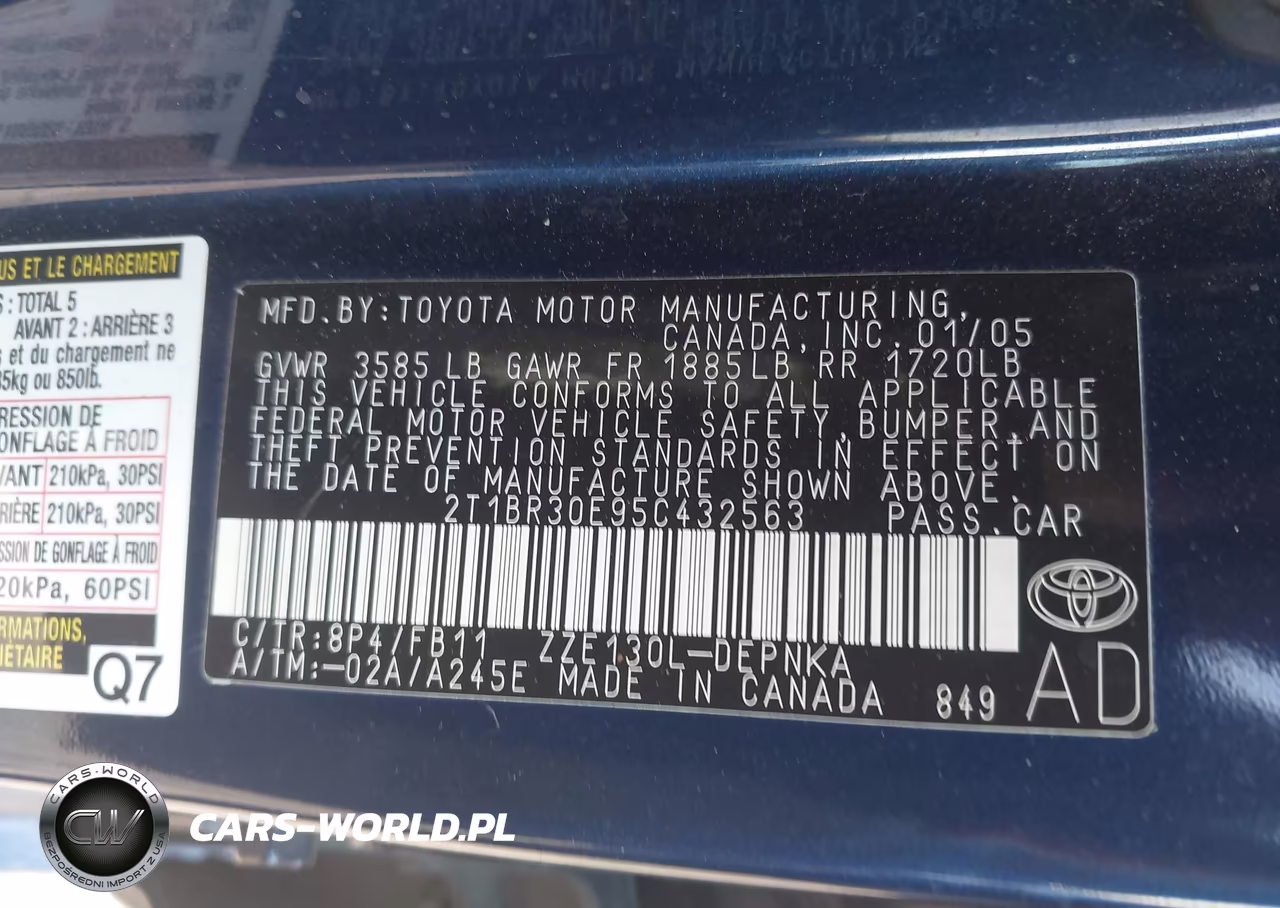 2005 Toyota Corolla Le VIN:2T1BR30E95C432563 - 9