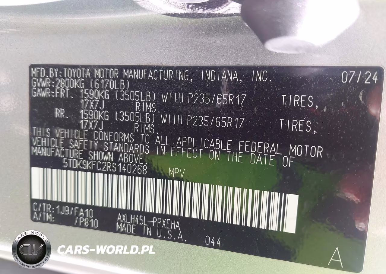 2024 Toyota Sienna Le VIN:5TDKSKFC2RS140268 - 9