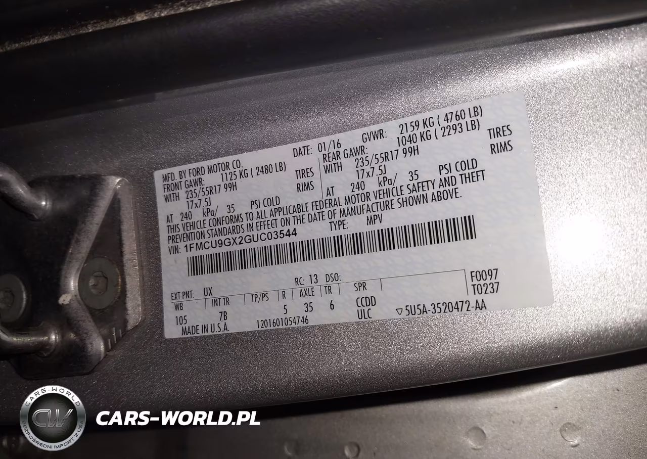 2016 Ford Escape Se VIN:1FMCU9GX2GUC03544 - 9