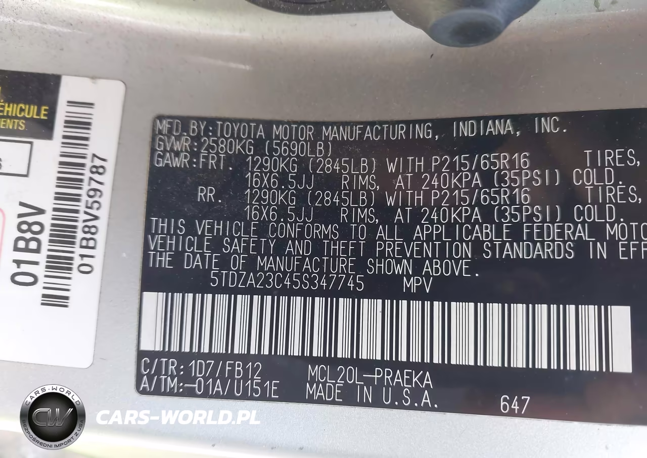 2005 Toyota Sienna Le VIN:5TDZA23C45S347745 - 9