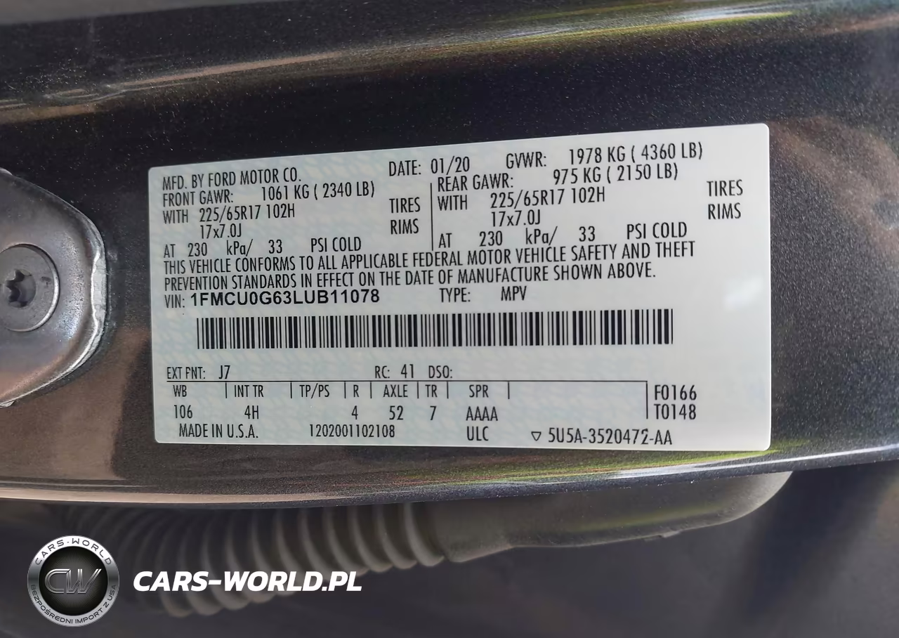 2020 Ford Escape Se VIN:1FMCU0G63LUB11078 - 9
