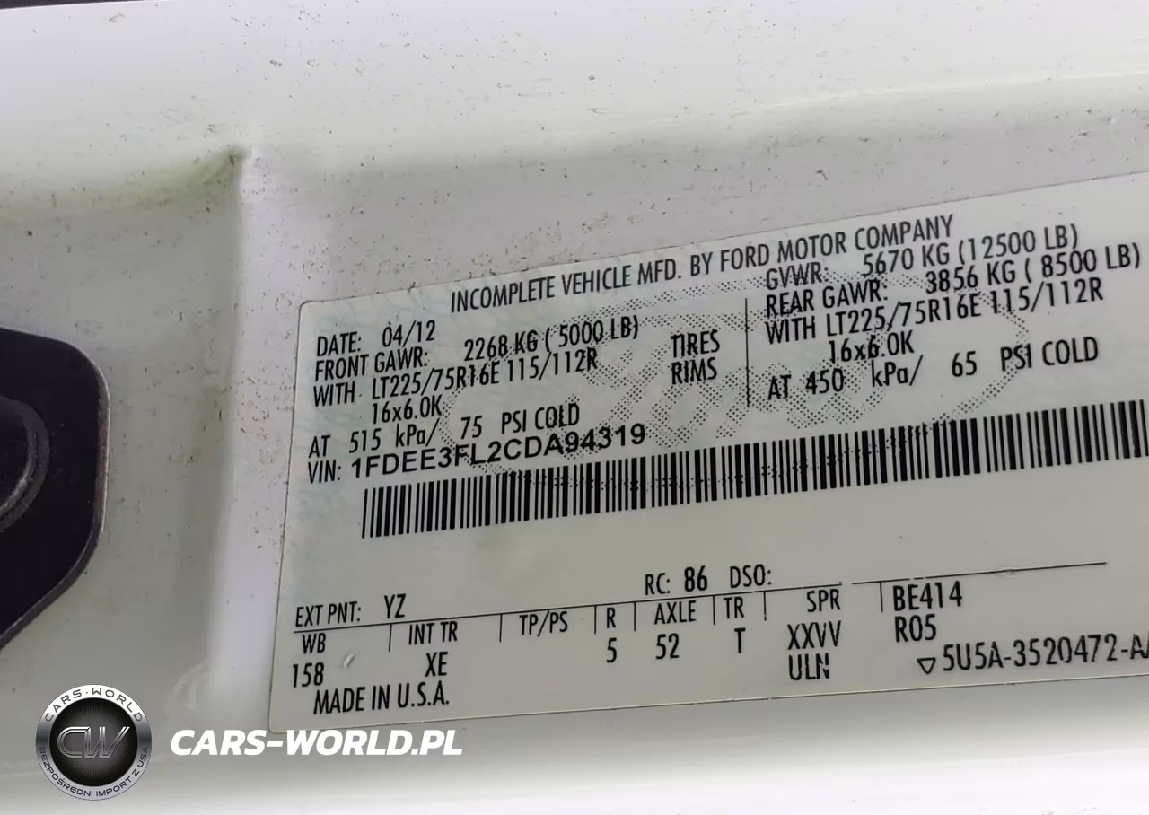 2012 Ford E-350 Cutaway VIN:1FDEE3FL2CDA94319 - 8