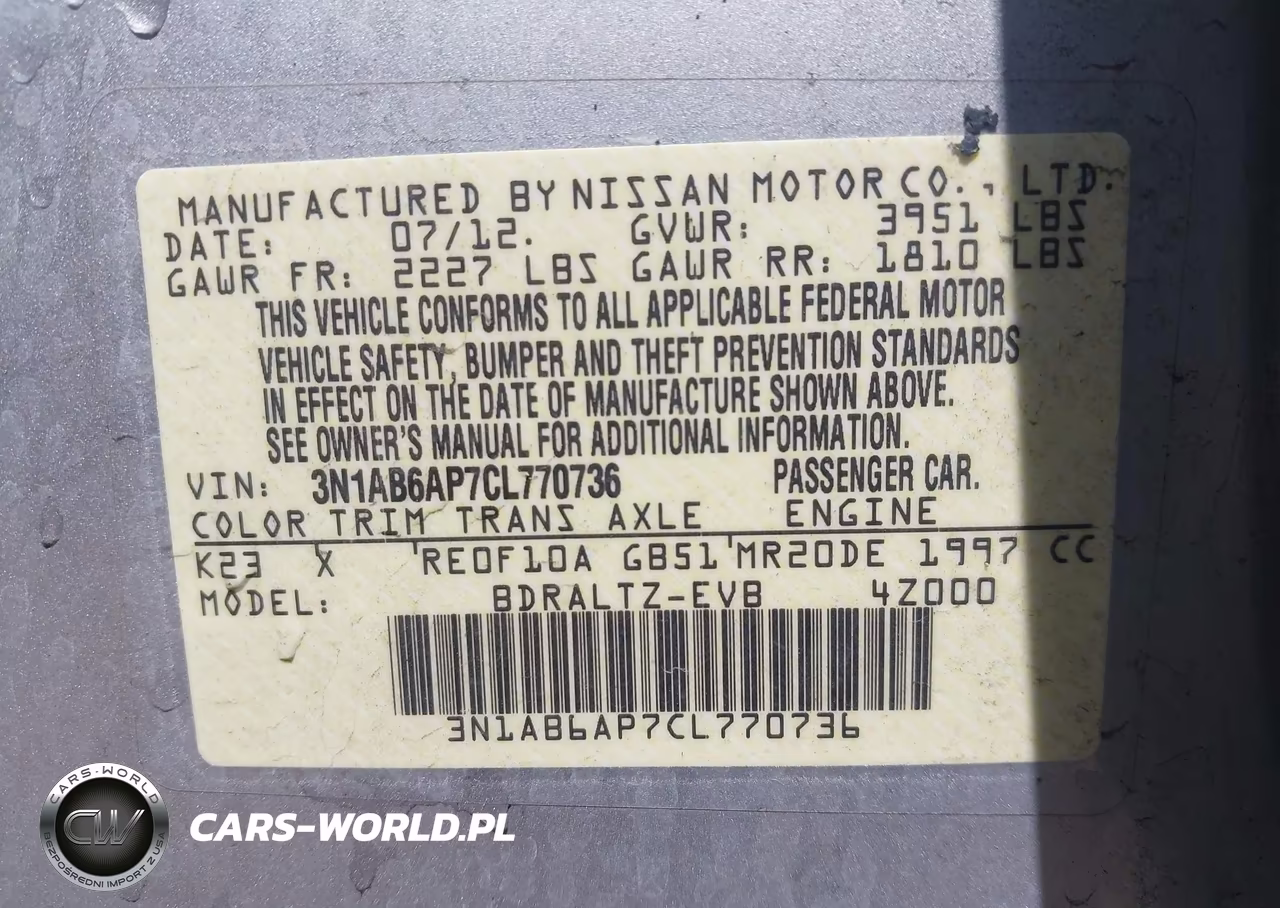 2012 Nissan Sentra 2.0 Sr VIN:3N1AB6AP7CL770736 - 9